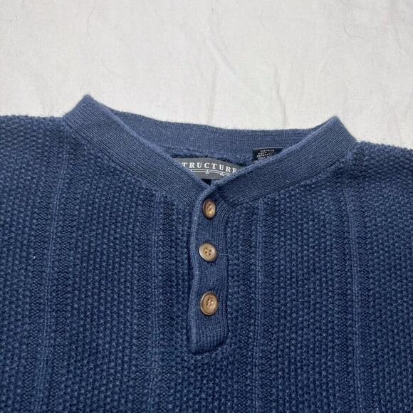 Structure Knit Pullover Sweater Long Sleeve Navy Men's Medium Classic Casual - Picture 3 of 6